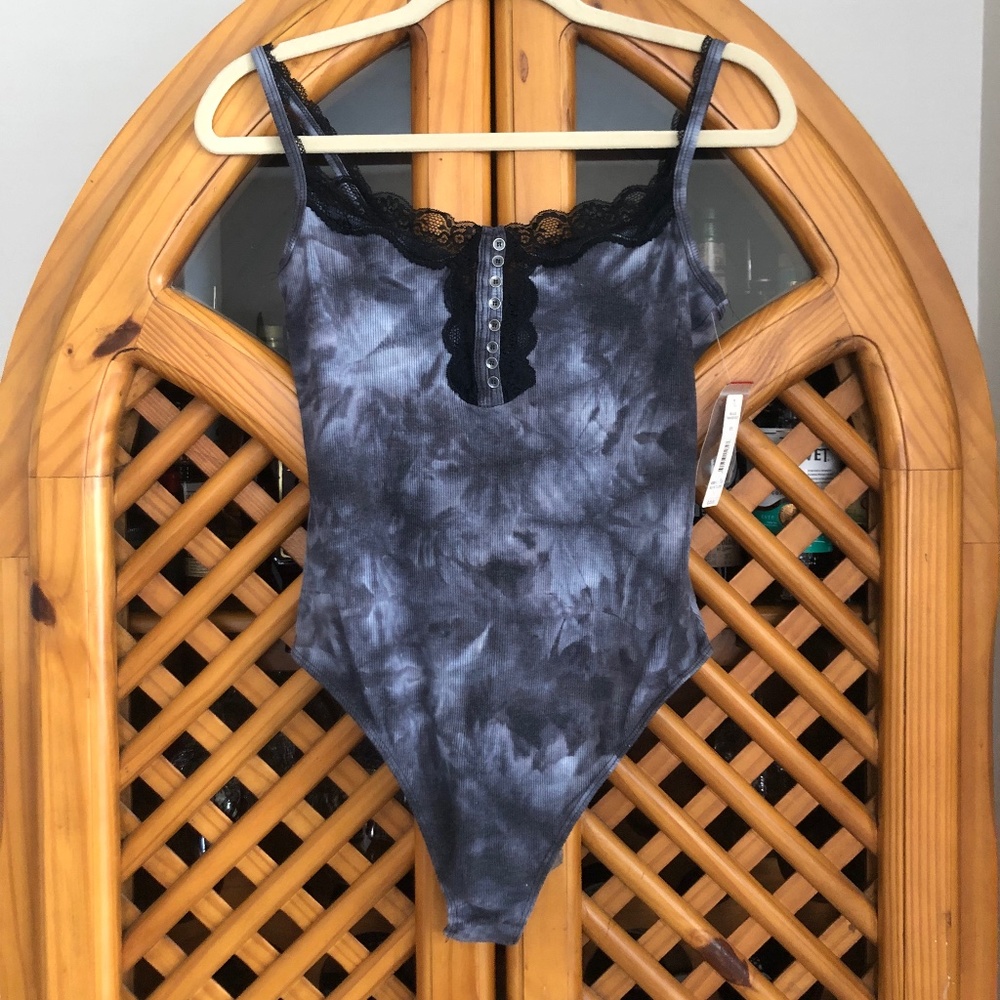 Justify Rib Lace Trim Bodysuit